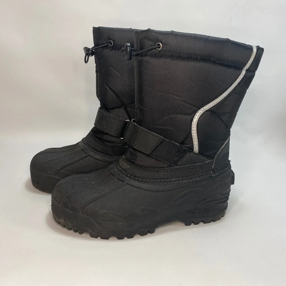 George Adult Winter Boots Size 7 Black Insulated Rubber Soles Slip-Ons Strap